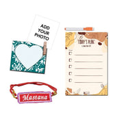 Personalized Photo Magnetic Clip, To Do Planner, and Embroidery Rakhi Gift Hamper for Brother